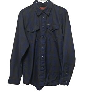 DIXXON Flannel MIDNIGHT 10 Yr Anniversary Edition Blue/Black Plaid Medium BIKER